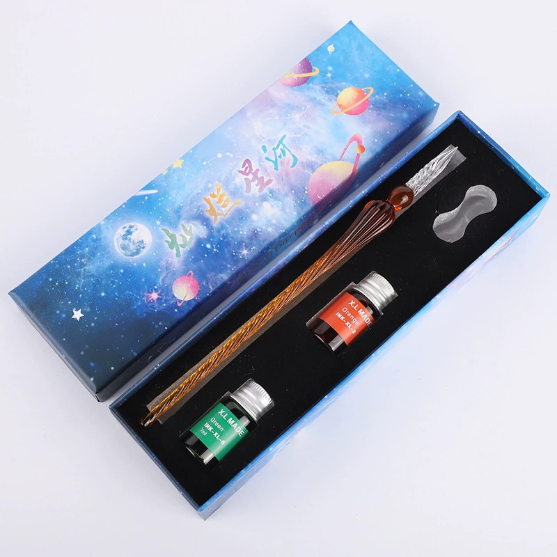 Glass rollerball pen, ink, brush for elementary school students, Birthday gift