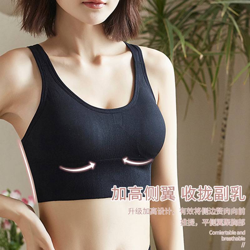 Moda ajustable cuatro breasted ropa interior deportiva soporte superior push up sin anillo de acero envuelto pecho simple color sólido belleza de nuevo en stock