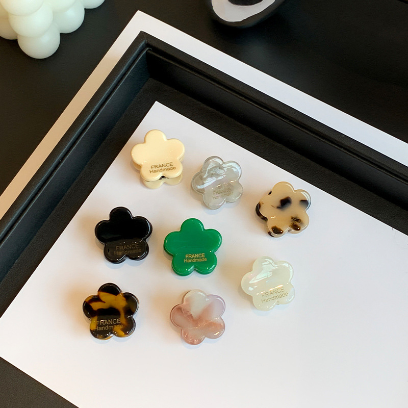 Exquisite Chanel Style Acetic Acid Small Grab Clip Light Luxury Flower Hair Accessories small size Hairpin Side Clip Bangs Clip Small Hairpin