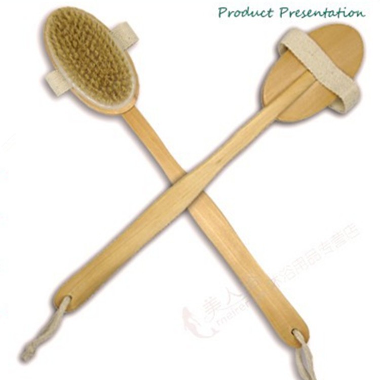 Mango LARGO DE MADERA colgando baño cepillo de cerdas cepillo de baño perezoso baño de barro cepillo de baño ventas directas de la fábrica