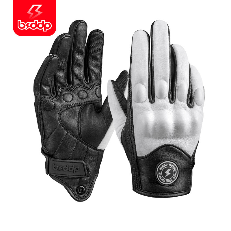 Guantes deportivos de motocicletas de piel de oveja para motocicletas al aire libre para motocicletas de carreras anti-caída antideslizante pantalla táctil para hombres de protección de bicicleta de montaña