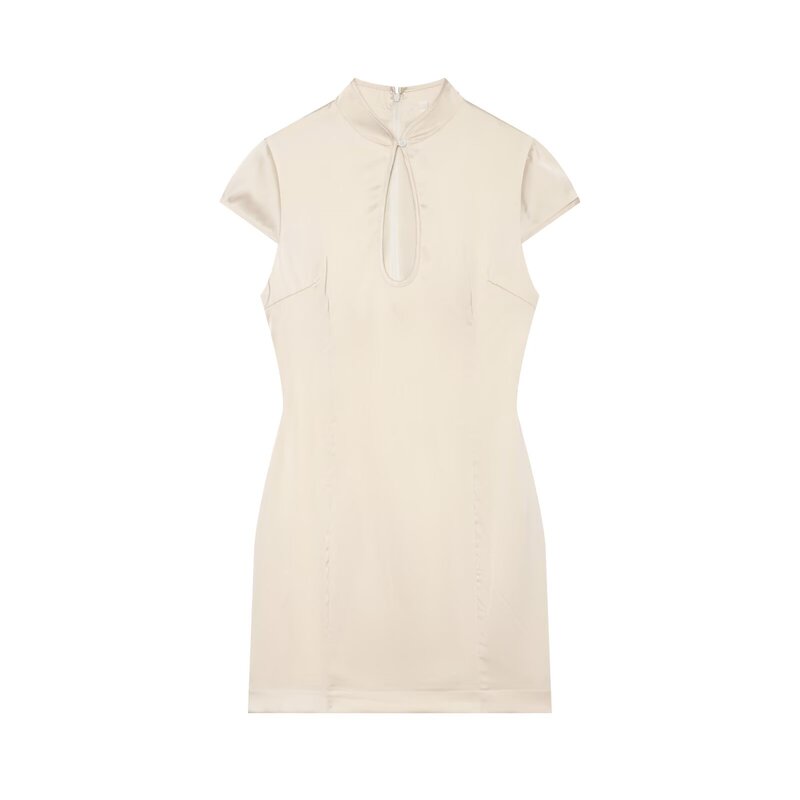 Pb&Za Cross-Border Women's Clothing Ins-Style Slim-Fit Zip-Up Short-Sleeve Mandarin Collar Short Dress 5721215 Pb&Za Cross-Border Women's Clothing Ins-Style Slim-Fit Zip-Up Short-Sleeve Mandarin Collar Short Dress 5721215
