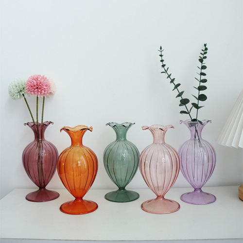 Elegant and Minimalist Glass Vase with Vintage Style, Large belly, suitable for living room, home, study, bedside decoration, lily.