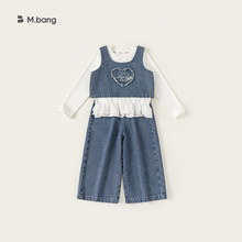 宥宝童装2025秋款新品中大童衣服时尚女童三件套儿童牛仔裤套装
