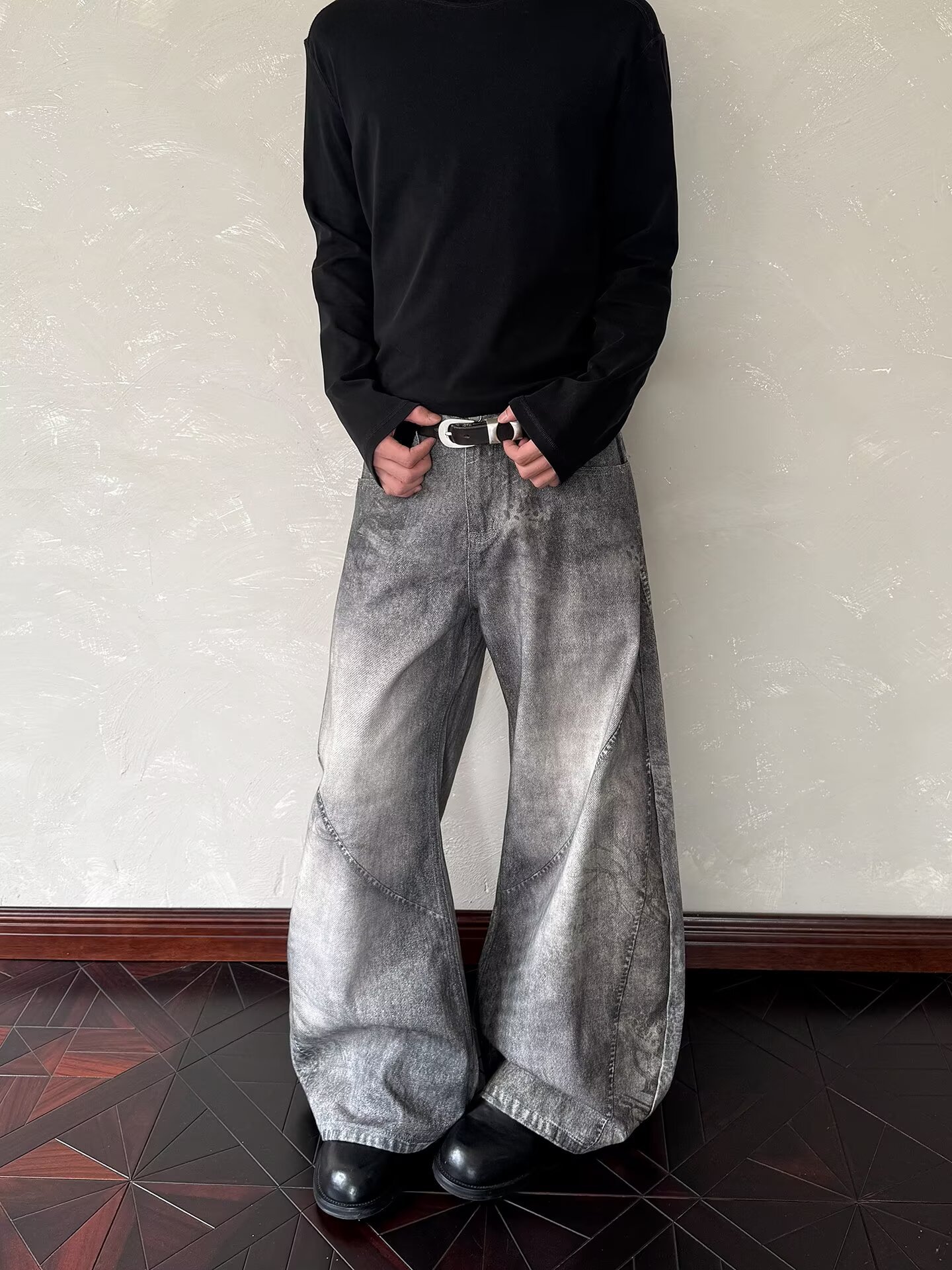 Vintage American Style Smoky Grey Bootcut Jeans For Men & Women - Relaxed Fit Retro Denim Pants​_mkmklike.com
