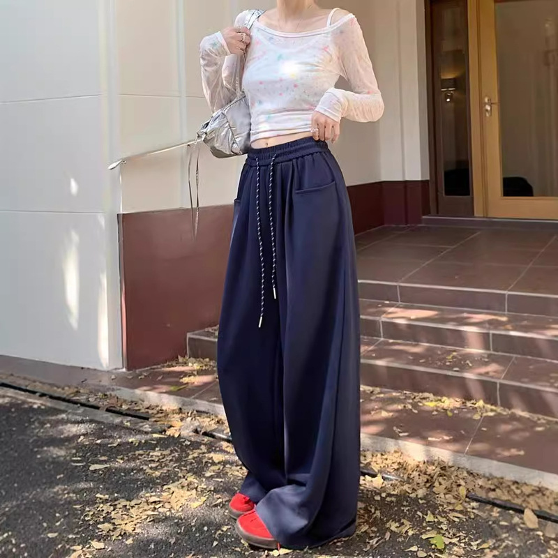 Lazy Style Wide Leg Pants Women's Autumn and Winter 2024 New High Waist Dummy Straight Casual Long Pants Loose Sweat Pants Lazy Style Wide Leg Pants Women's Autumn and Winter 2024 New High Waist Dummy Straight Casual Long Pants Loose Sweat Pants