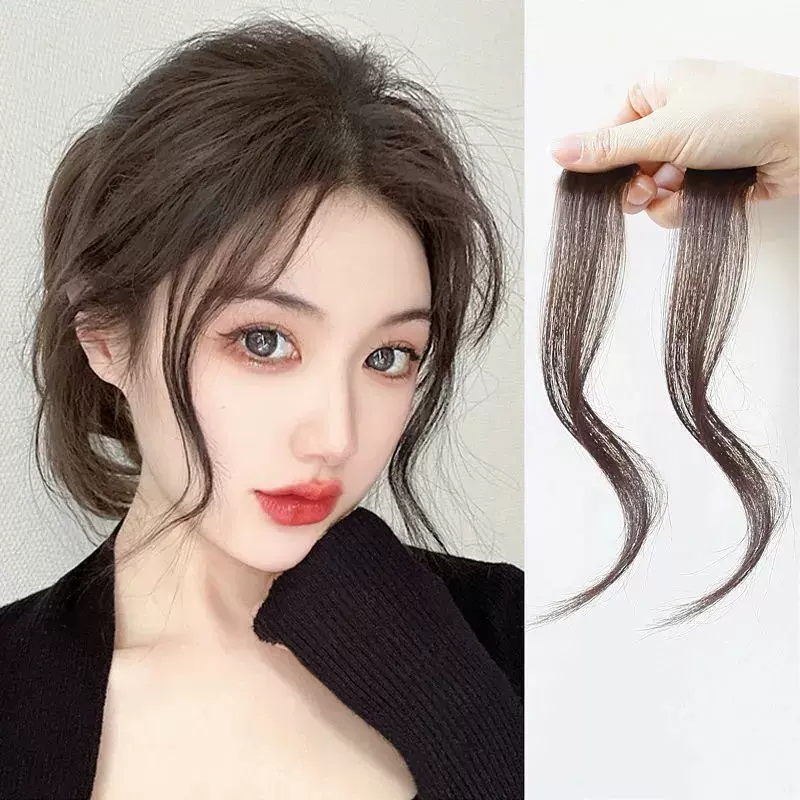 假发片女头顶仿真人龙须八字刘海自然蓬松增发量头顶补发假刘海贴