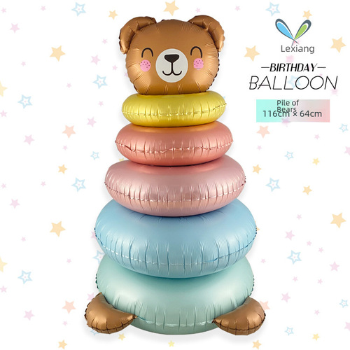 New DIY piles of Christmas trees and stacks of bear cakes for Christmas birthday party decorations set aluminum film balloon card installation