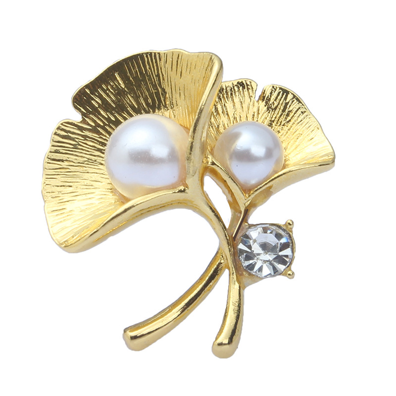 Brošňa pre ženy, luxusná brošňa z listov ginka, veľkoobchodný výrobca, doplnky k oblekom, zlatá brošňa s ochranou proti vystaveniu_voghion.com