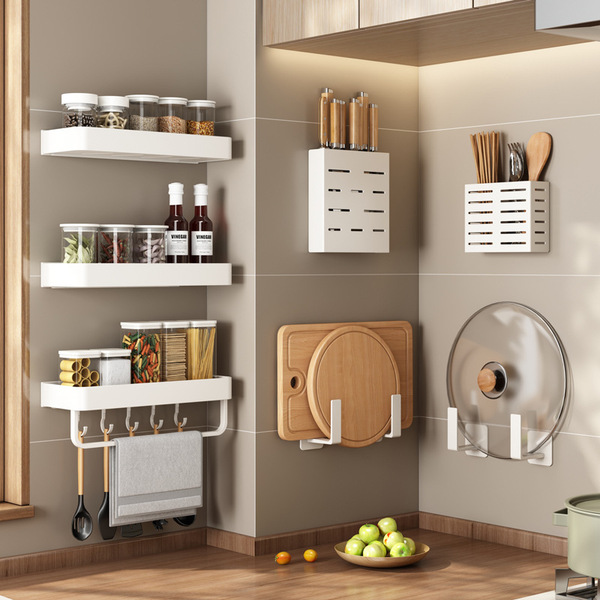 White kitchen storage shelf wall -mounted perfunctory -free…