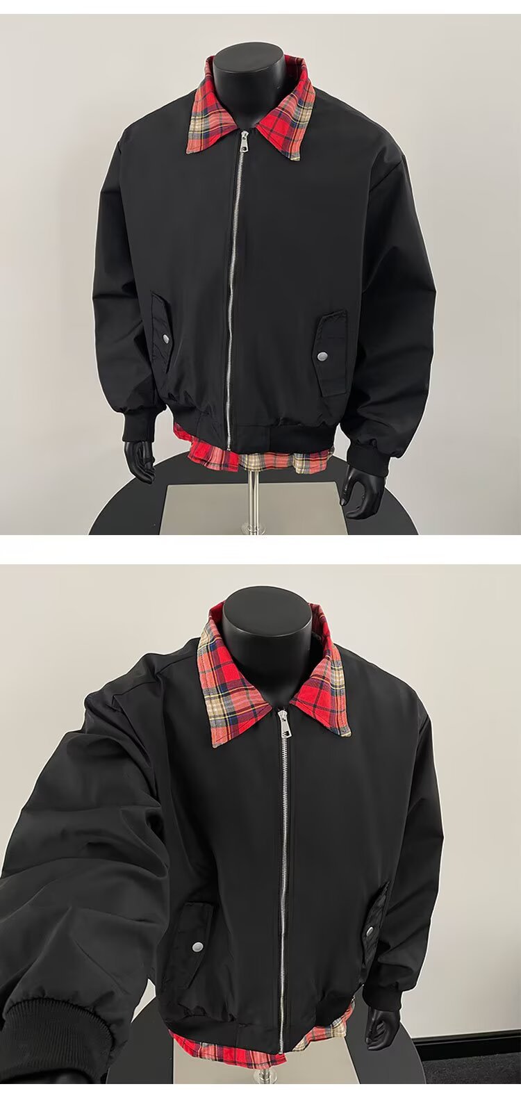 Men's Old Qian Style Colour Block Flight Jacket For Autumn_voghion.com