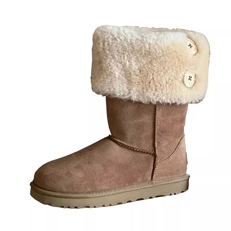 2023 winter new Europe and the United States hot button two wear snow boots female sheep fur one velvet inside warm mid-calf boots_voghion.com