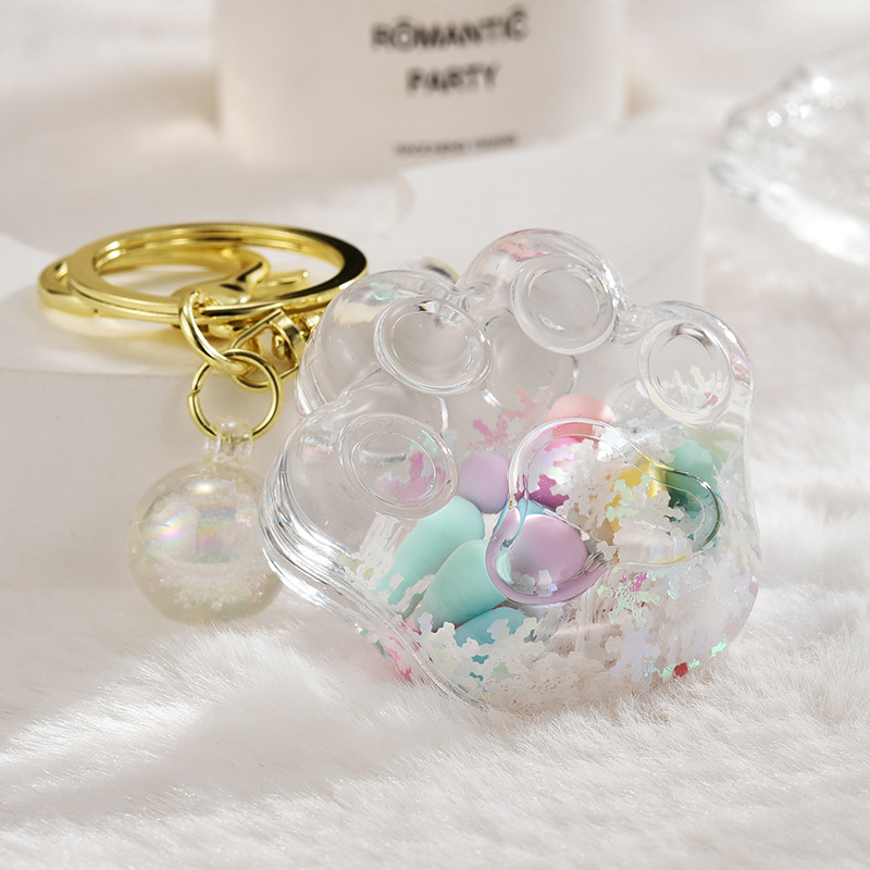 (2개) 인터넷 축하 고양이 클로 아크릴 키 체인 여성 도서 가방 펜던트 작은 보석 오일 샌드 키 체인 창조적 인 교수형 장식품