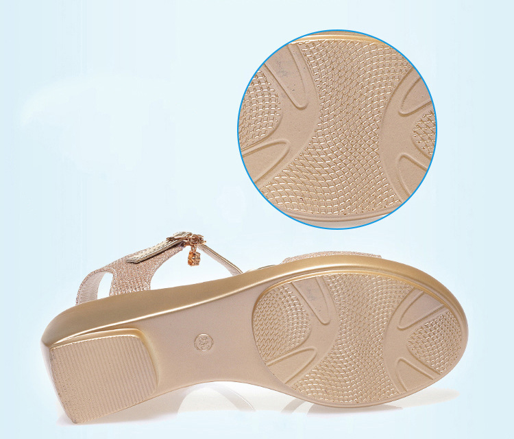 Sandal da thật nữ quai chữ V đế xuồng mềm, gót trung bình, phong cách thời trang đa năng, size lớn — màu đen chi tiết 8