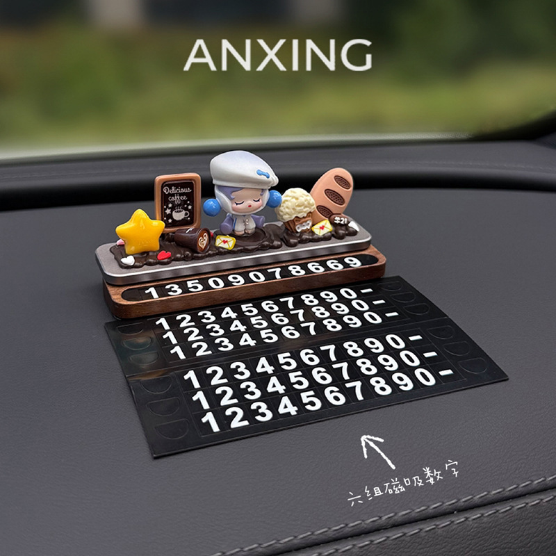 Temporary Parking Number Plate Pop Mart Car Temporary Moving Phone Number Sign Creative Decoration High-End 2025 New Model for Women