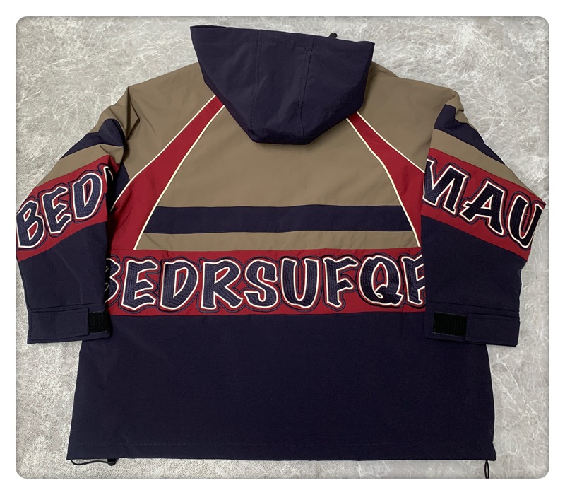 Giacca a contrasto di colore per abbigliamento da donna, autunno, nuovo design, ricamo con lettere, giacca antivento larga di media lunghezza_voghion.com