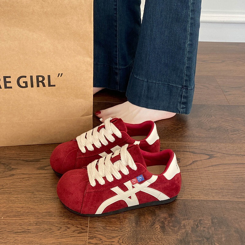 Popular Versatile Thick-Soled Red Platform Sneakers for Women, 2026 Autumn New Casual German Training Shoes Popular Versatile Thick-Soled Red Platform Sneakers for Women, 2026 Autumn New Casual German Training Shoes