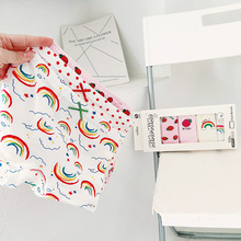 咪莫儿童内裤女卡通彩虹可爱纯全棉A类抗菌无痕平角短裤一件代发