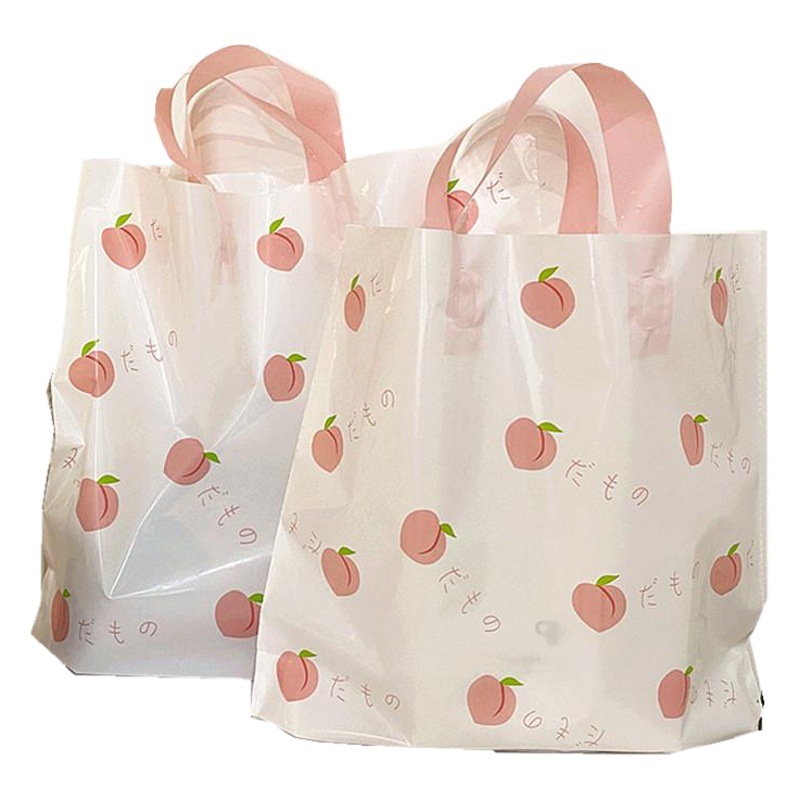 INS Internet celebridad verano melocotón patrón bolsa de plástico coreano tienda de ropa bolso de los niños bolsa de regalo