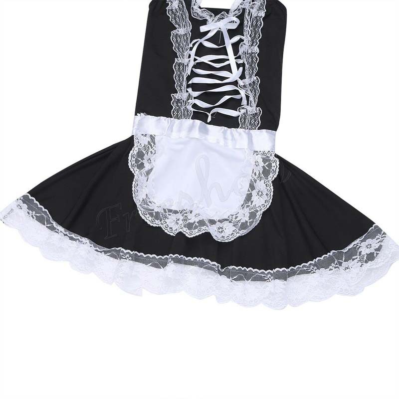 Lingerie Nuisette Sexy en Maille Transparente pour Femmes,Chemise de Nuit Babydoll Dentelle Hot à Col V Profond,Mini-Robe Dos Nu avec Nœud Papillon Coquine,Vêtements Sleepwear Clubwear (Noir