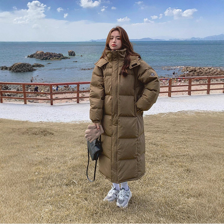 여성을 위한 한국 스타일 롱 다운 코튼 코트 2025 겨울 신작 무릎 위 코튼 코트 두꺼운 코튼 패딩 재킷 롱 재킷