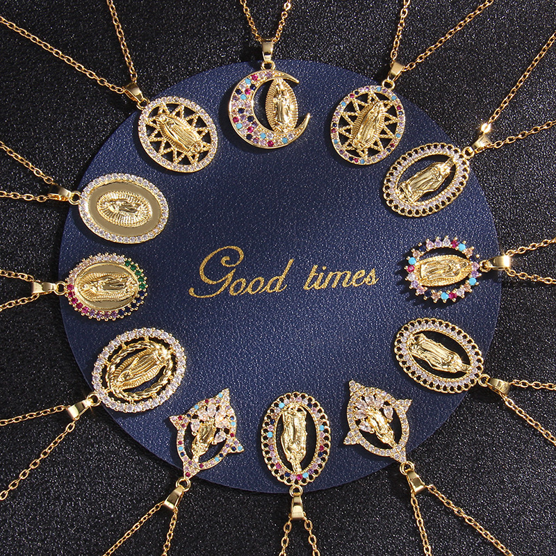 Real Gold Plated Human Virgin Mary Color Block 316L Stainless Steel Simple Style Classic Style Waterproof Non Tarnish Surgical Steel 316L Stainless Steel Subscribe to Our Newsletter & Get Exclusive Offers Pendant Necklace display picture 1