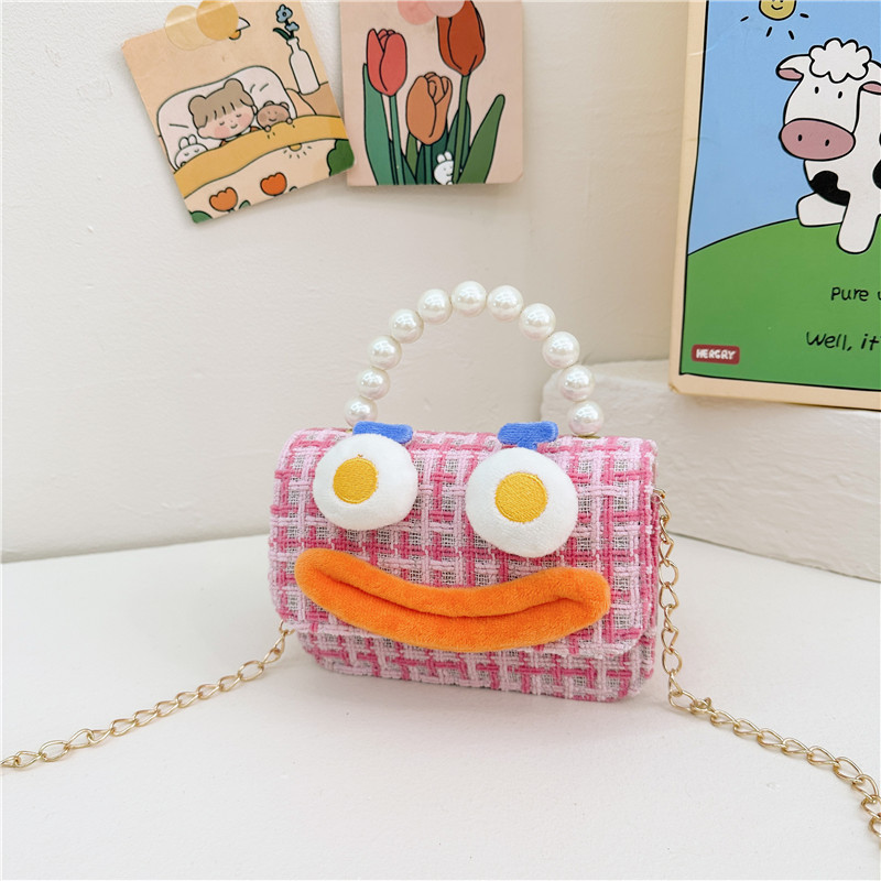 Bolso de perla para niños 2023 nuevo algodón y lino cadena pequeña bolsa cuadrada Linda fea linda chica bolsa decorativa bolsa de mensajero