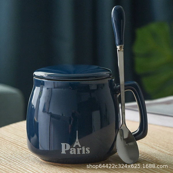 Breakfast Cup Navy Blue Cover Exclusive Spoon