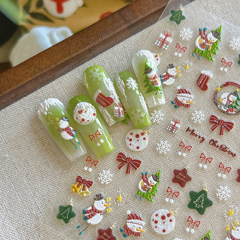 YITU Ant Figure Super Cute Christmas Snowman Nail Art Sticker Bow Five-pointed Star Snowflake Nail Decoration YT3968 YITU Ant Figure Super Cute Christmas Snowman Nail Art Sticker Bow Five-pointed Star Snowflake Nail Decoration YT3968