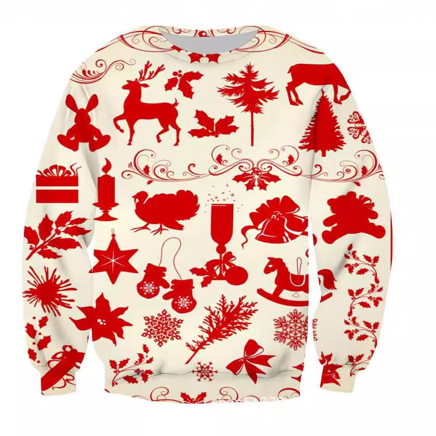 Men's Reindeer 3D Printed Men's Sweatshirt, Loose Round Neck Casual Sweatshirt_voghion.com