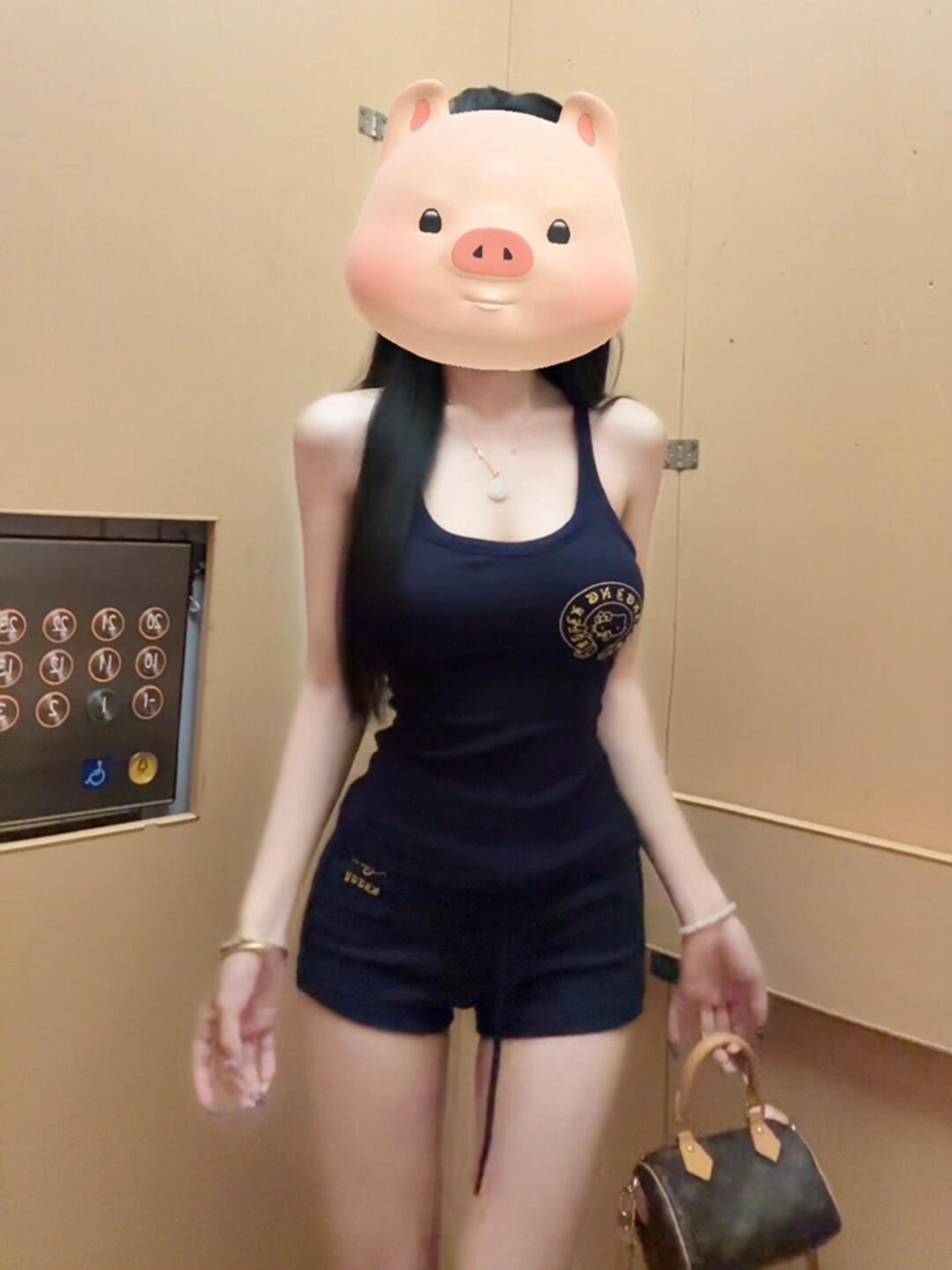 美式蓝色休闲时尚运动套装女夏季性感辣妹吊带背心上衣短裤两件套