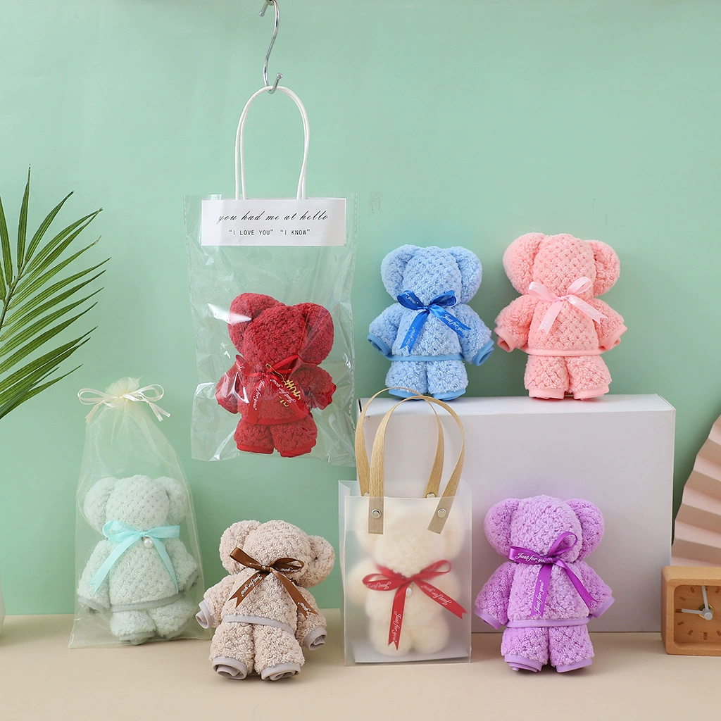 Сувенирное полотенце с изображением медведя в клетку ананаса, практичный небольшой подарок, оптовая продажа, вышивка логотипа