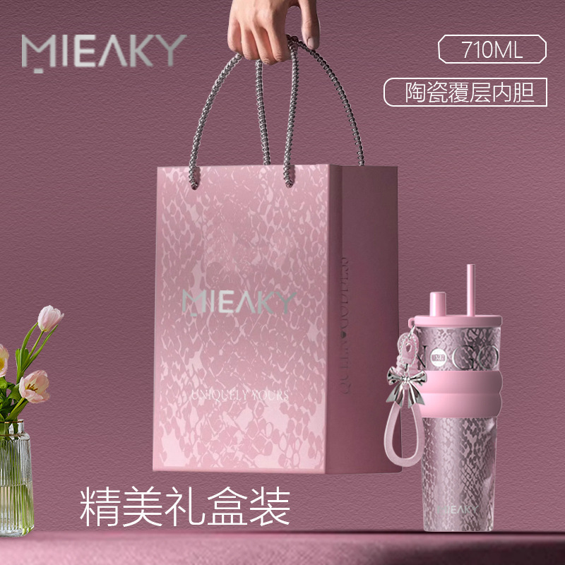 女の子向けの新しい大容量魔法瓶カップ、見栄えの良い誕生日プレゼント、セラミックライナー、アイスストロー、ウォーターカップ|undefined