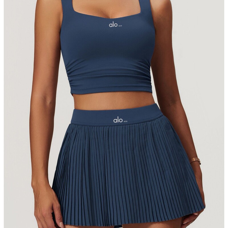LOSCO tennis skirt set, outdoor yoga set, two-piece bra and tank top, anti-exposure, quick-dry sports skirt for women LOSCO tennis skirt set, outdoor yoga set, two-piece bra and tank top, anti-exposure, quick-dry sports skirt for women