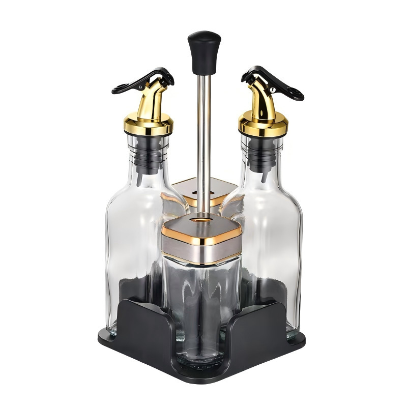 Oil and vinegar bottle (silver and gold style)