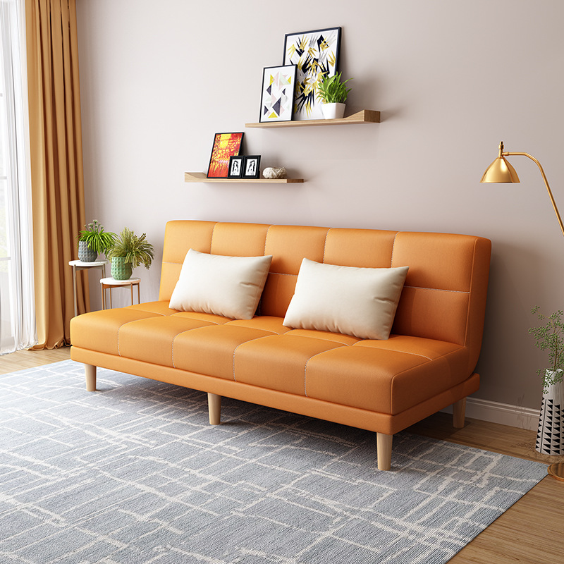 Fábrica directa sofá de piel de gato garra sala de estar pequeña casa de alquiler tienda de ropa doble plegable multifuncional dos