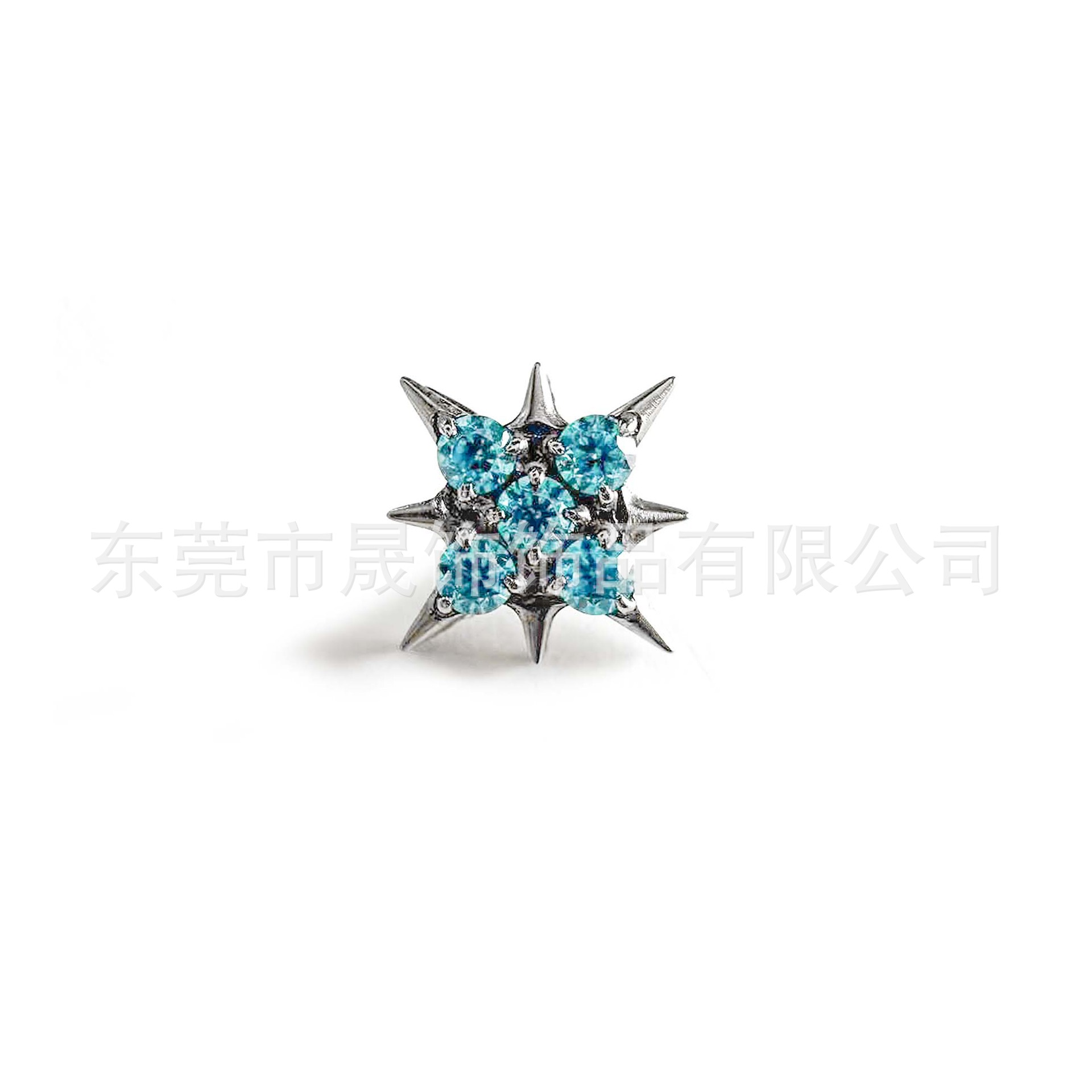 F136 Titanium 八芒 Star Ear Stud Studded Cubic Zirconia Labret Stud G23 Implant Grade Titanium 人体 Piercing Jewelry Accessories 头