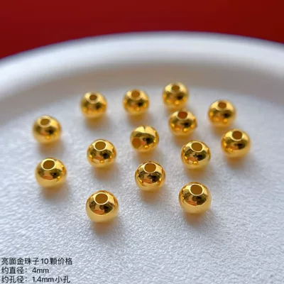 Zərgərlik ara hissələri – 925 Ancient Silver Gold-Plated Accessories, Shiny - 925-silver-gold-beads-5mm-dark-gold-10-pieces
