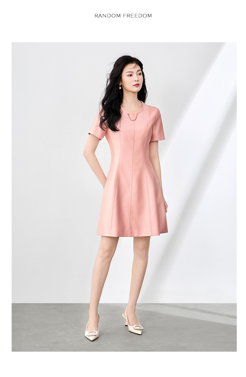Váy cổ tròn tay ngắn suông midi thanh lịch đi làm — Màu đen chi tiết 10