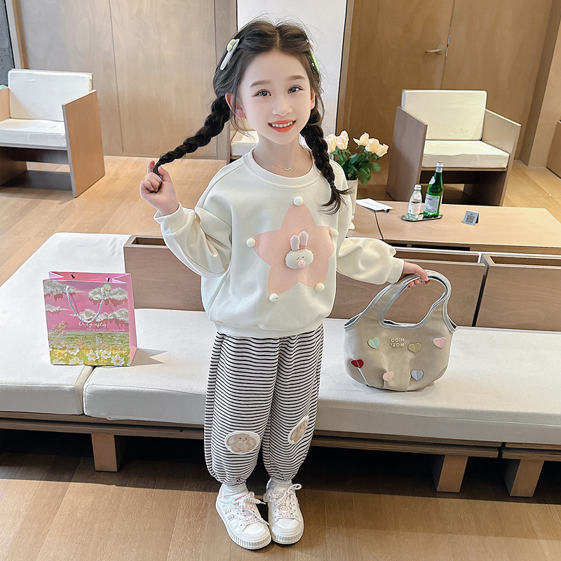 女童秋装卫衣套装2025新款洋气时髦儿童休闲女宝韩范春秋装两件套|undefined
