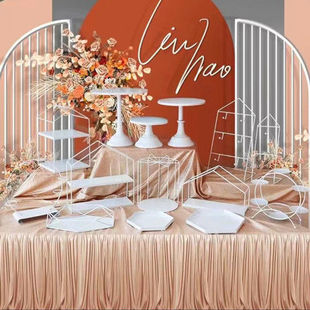 White Iron Dessert Table Ornaments Cake Tray European-style Afternoon Tea Snack Rack Cold Dinner Tea Break Set Table Tang Ming