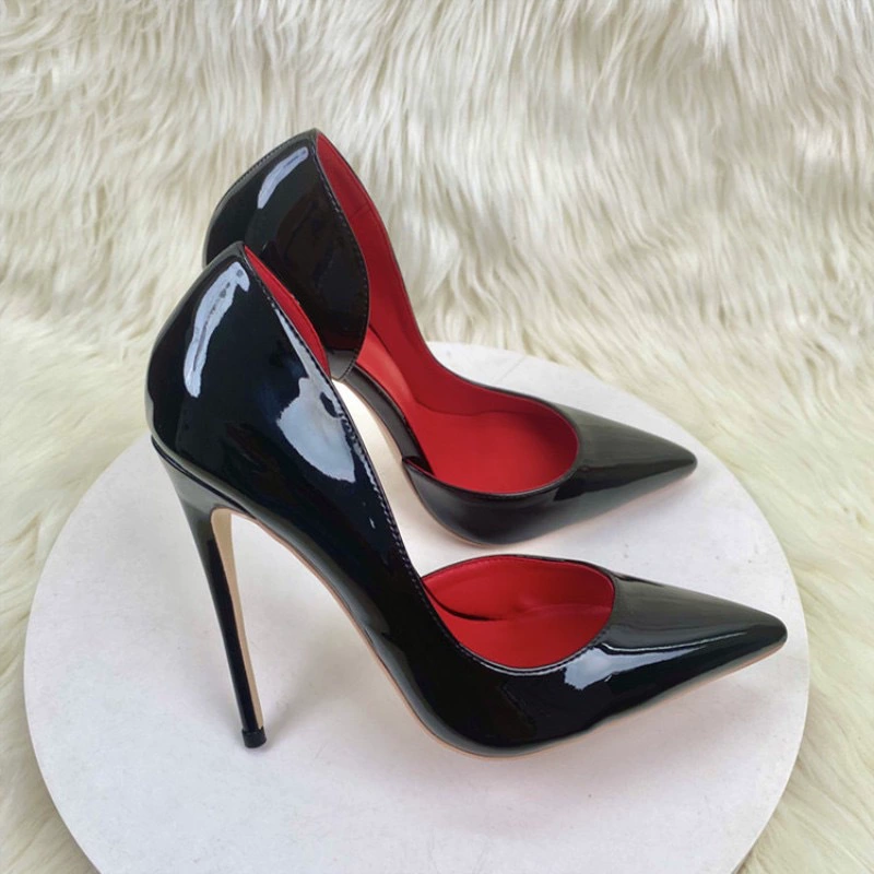 Черные сексуальные stilettos-лодочки с низким вырезом, коллекция 2023 года, яркий запоминающийся стиль