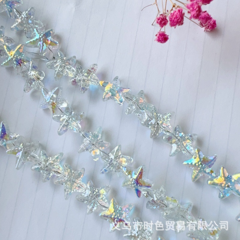 Colgante de cristal de forma especial perlas de vidrio estampado estrella de mar pentagramas cuentas collar DIY multicolor accesorios pendientes para el cabello