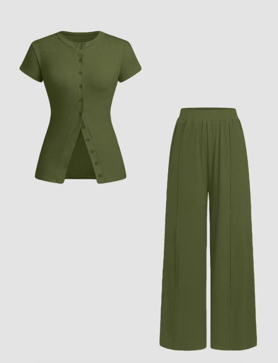 Completo due pezzi da donna con pantaloni e top a maniche_voghion.com