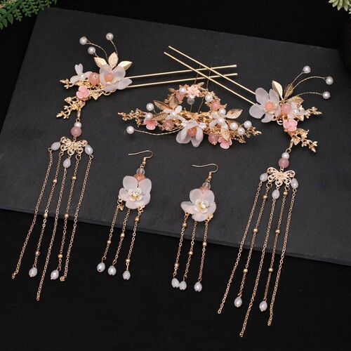 Tuanming ancient style hairpin tassels high-end hairpin new Chinese Hanfu hair accessories step set hairpin headwear