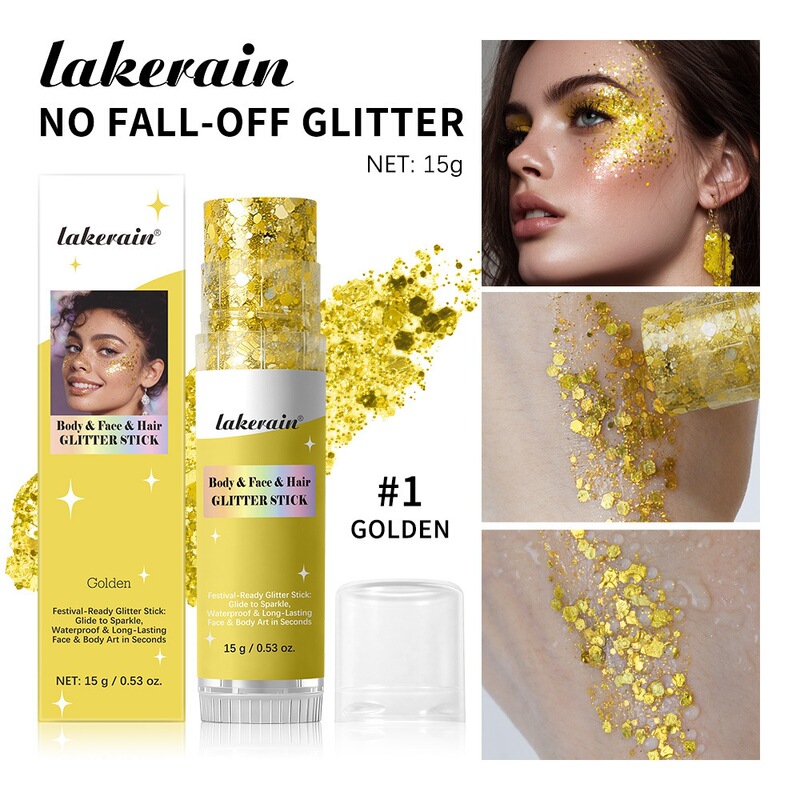 Lakerain Body Glitter Stick, Facial Color Glitter Gel, Prom Highlighter Glitter Stick