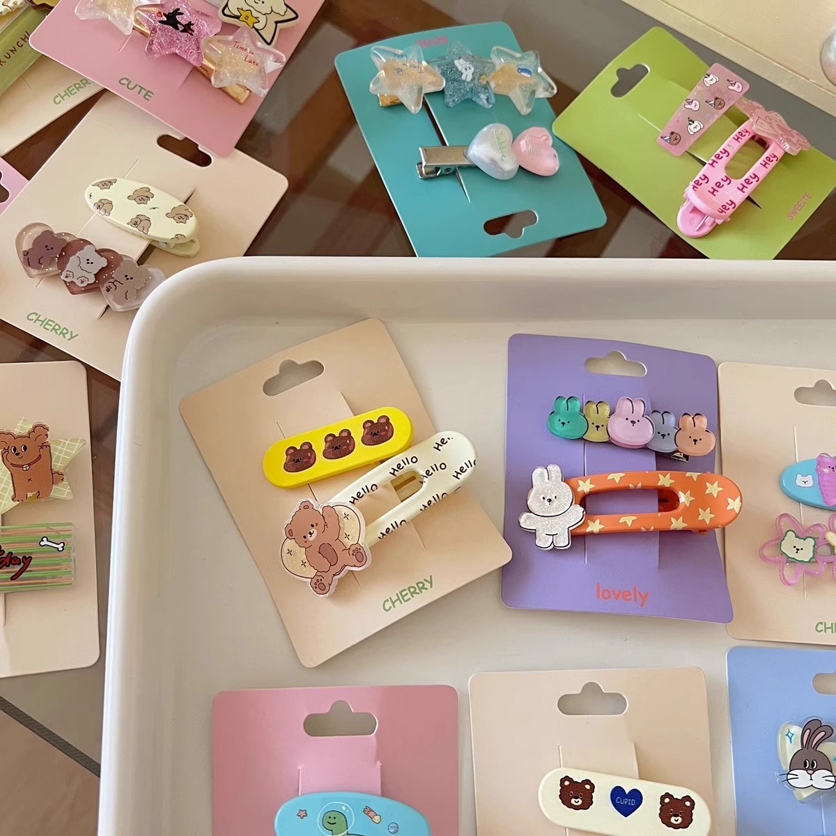 Oso de conejo de dibujos animados lindo horquilla clip lateral flequillo lateral clip frente horquilla rota pequeño clip tocado clip de pico de pato