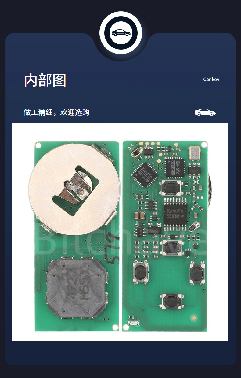 Suitable for 2/3/4 Button Toyota Rav4 Smart Card Remote Control Car Key 433Mhz P1:98 Board Number: 0780