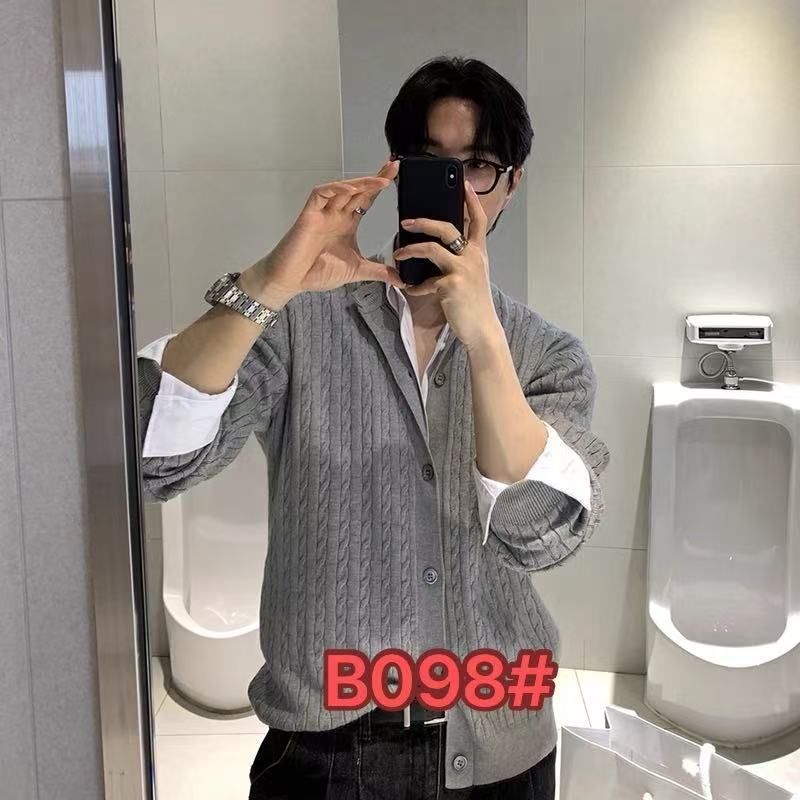 Korean Men's Knitted Cardigan Spring New Versatile Niche Design Hemp Pattern Classy Sweater Casual Top Trendy