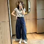 新款条纹秋季polo阔腿裤